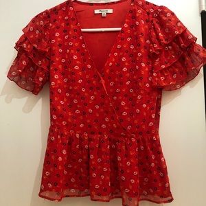 Madewell Red Peplum Top